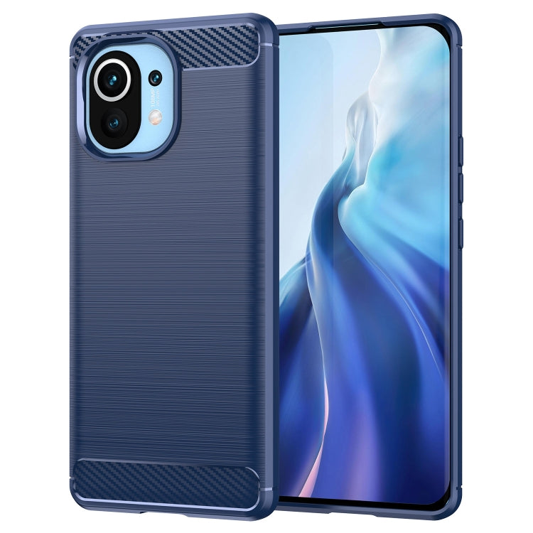 Brushed TPU phone case for Xiaomi Mi 11, dark blue textured back with camera accents