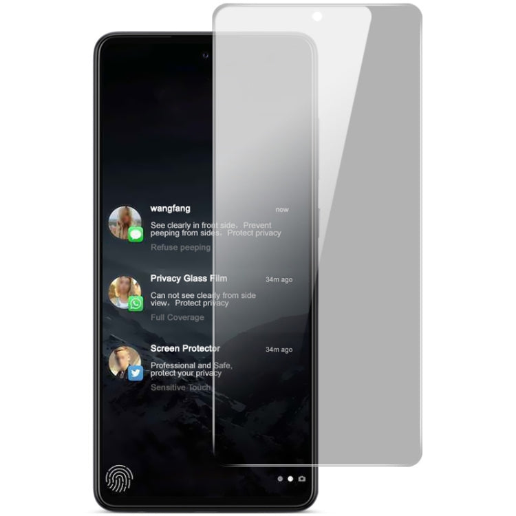 Anti-spy tempered glass screen protector film with privacy effect, designed for smartphone display