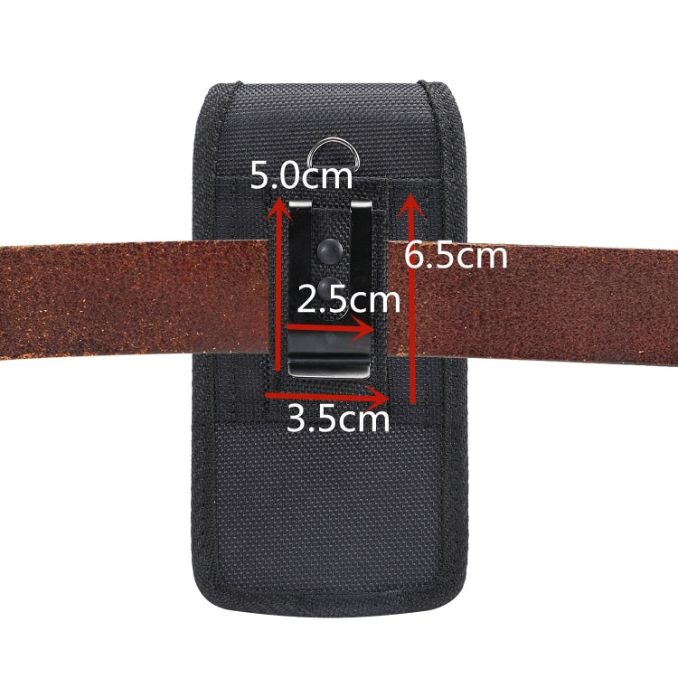 Black phone pouch dimensions shown: 6.5cm height, 5.0cm width, 3.5cm depth