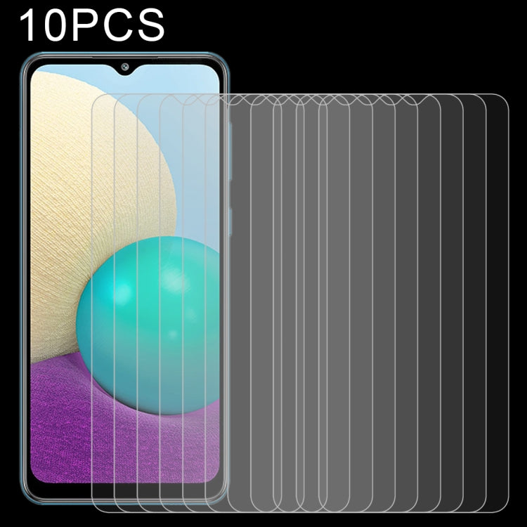 Pack of 10 tempered glass screen protectors with 2.5D curved edges, clear glossy film