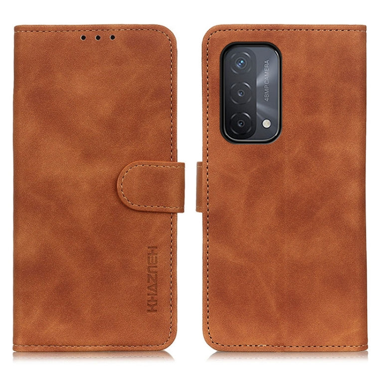 Brown flip leather-style wallet case with phone holder and card slots for KHAZNEH