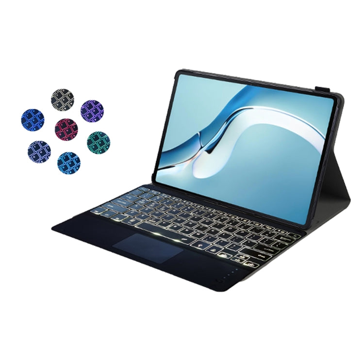 Black Bluetooth keyboard case with touchpad, open with small textured keycaps