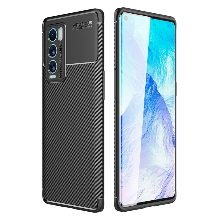 Black carbon fiber texture shockproof TPU phone case with camera cutouts