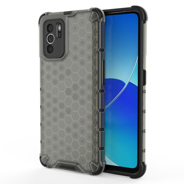 Gray honeycomb protective phone case, shockproof PC+TPU, camera cutouts