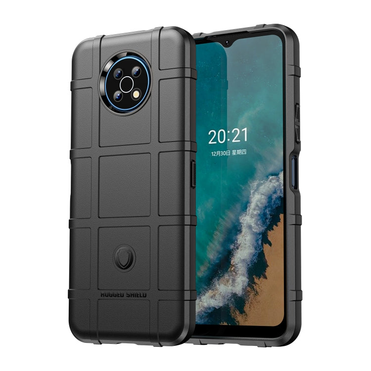 Shockproof TPU phone case in black with raised corners and protected camera cutout