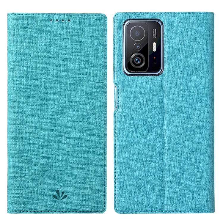 Blue magnetic flip leather phone case with card slots and camera cutout for Mi 11T