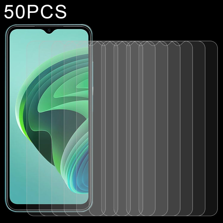 50-pack clear tempered glass screen protectors with rounded 2.5D edges
