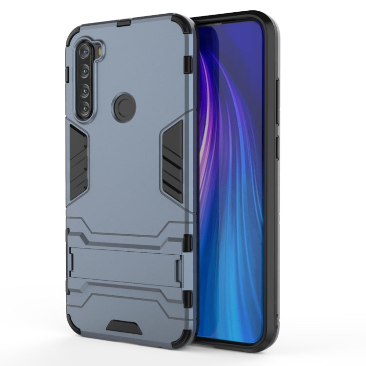 Shockproof phone case with invisible holder, light navy rugged back with multi-camera cutouts