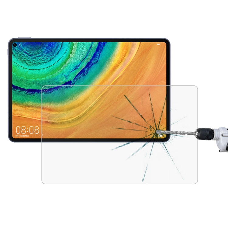Tempered glass screen protector over tablet screen, impact-resistant clear panel