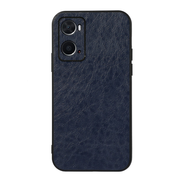 Dark blue crazy horse texture PU phone case with camera cutout and port openings