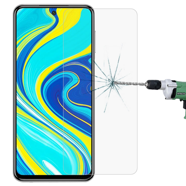 Tempered glass screen protector for smartphone, shown with a cracked screen test