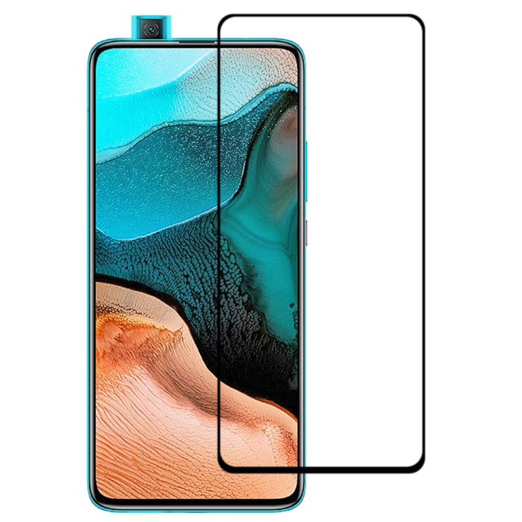 Tempered glass screen protector with full adhesive for curved 2.5D smartphone display.