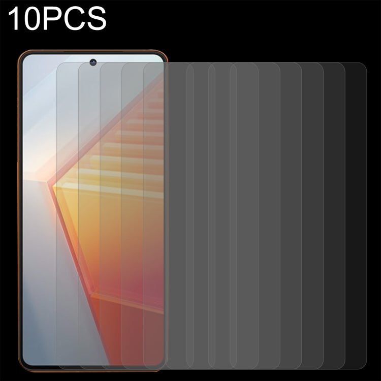 Tempered glass screen protector set, applied front view with full edge coverage on phone