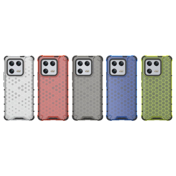 Shockproof honeycomb phone cases in multiple colors: white, red, gray, blue, green