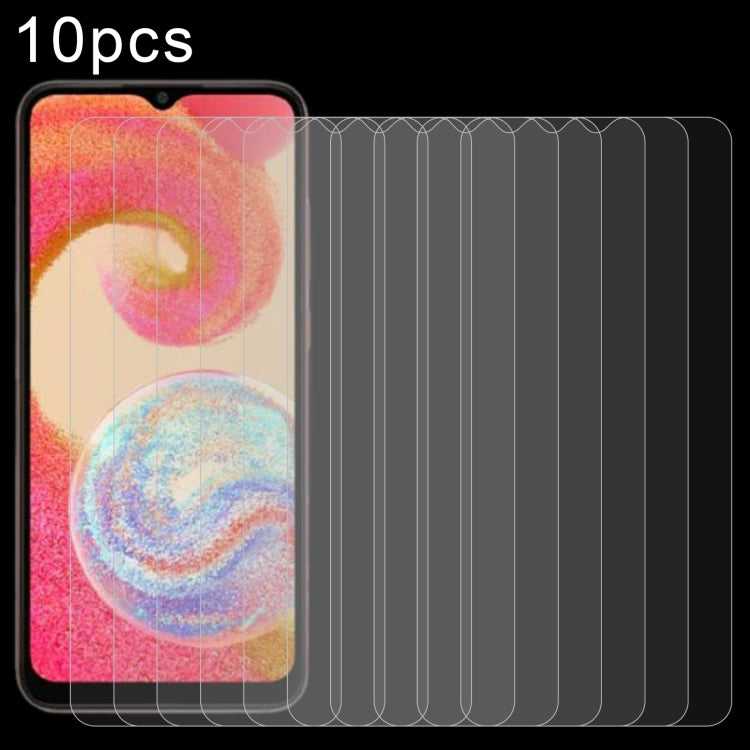 Tempered glass screen protector set of 10 covering a phone display