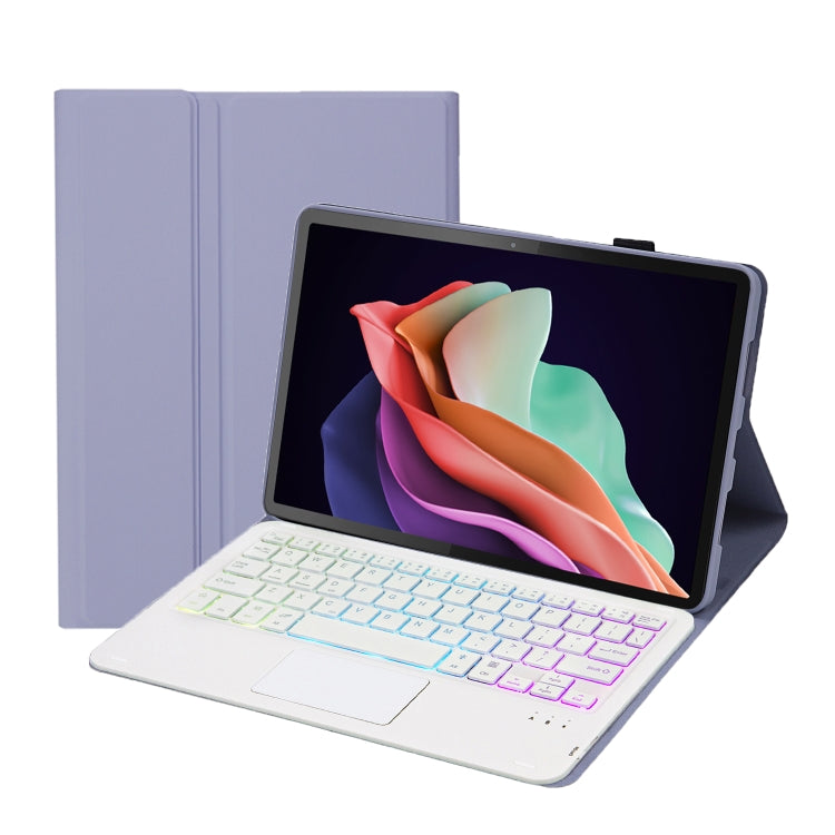 Ultra-thin detachable keyboard leather case with touchpad, purple case with backlit keyboard