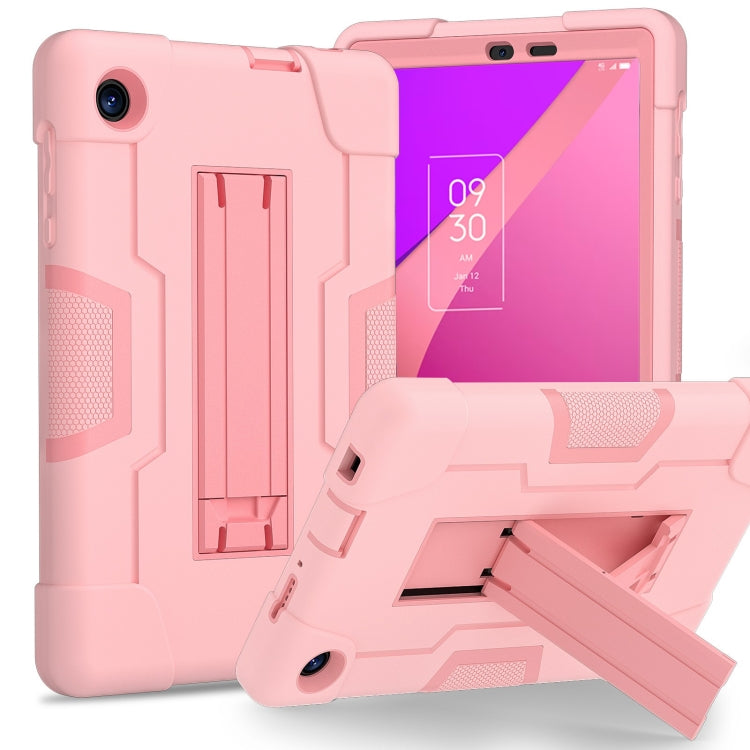 Pink rugged tablet case with stand and detachable holder, silicone PC hybrid