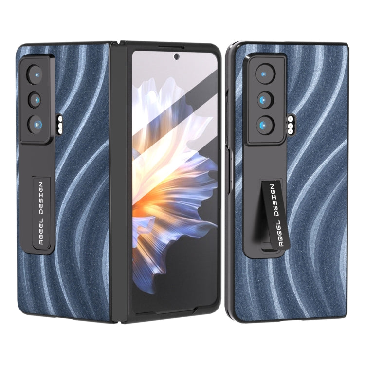 Rugged protective phone case with holder, dark blue textured design