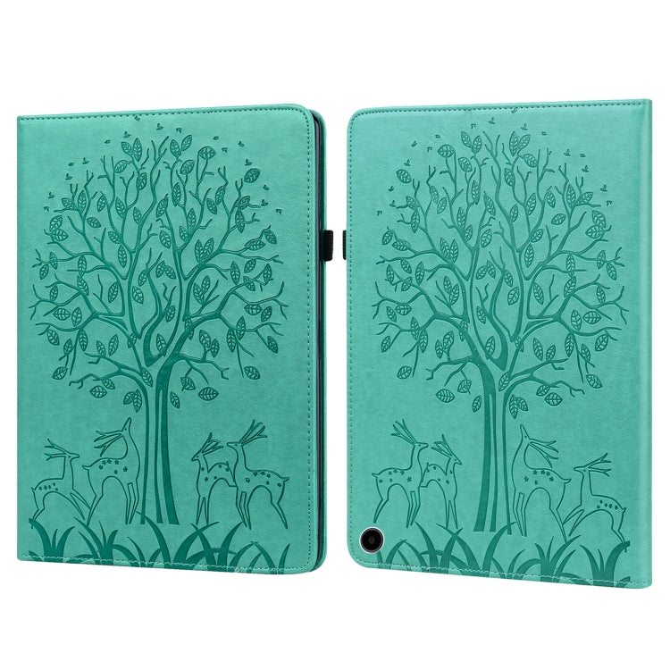 Tree & Deer Embossed Leather Tablet Case, For Amazon Fire Max 11