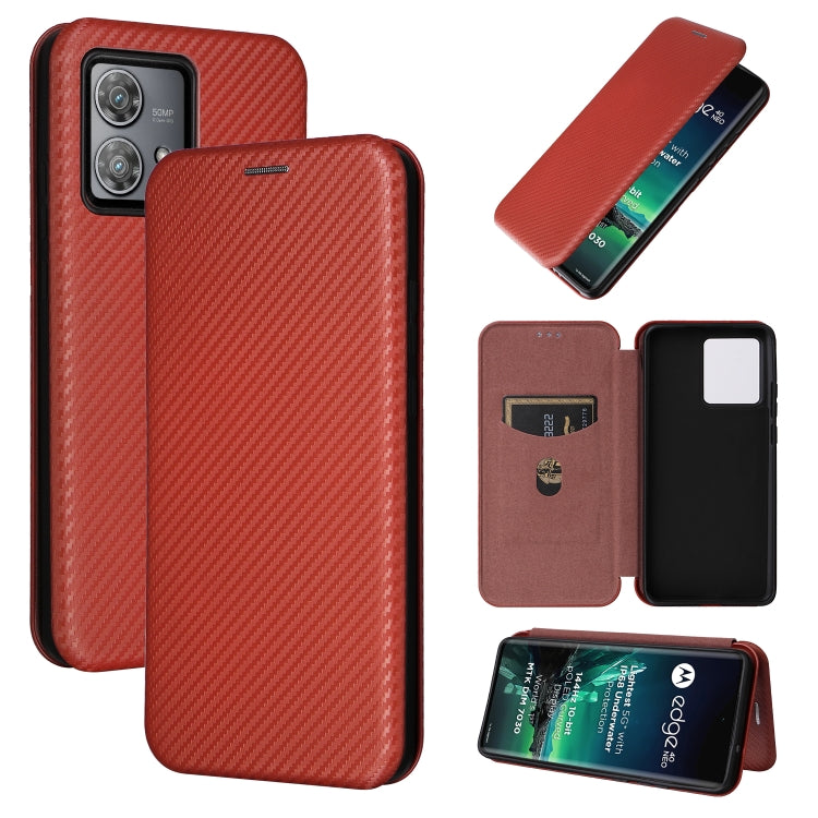 Carbon Fiber Texture Flip Leather Phone Case, For Motorola Edge 40 Neo