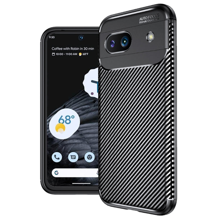 Carbon fiber texture TPU phone case with glossy black finish and camera cutout