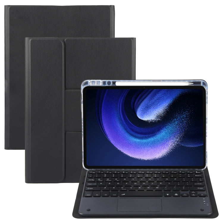 Square Button Bluetooth Keyboard Rotatable Holder Leather Case with Touchpad, Square Button Touchpad