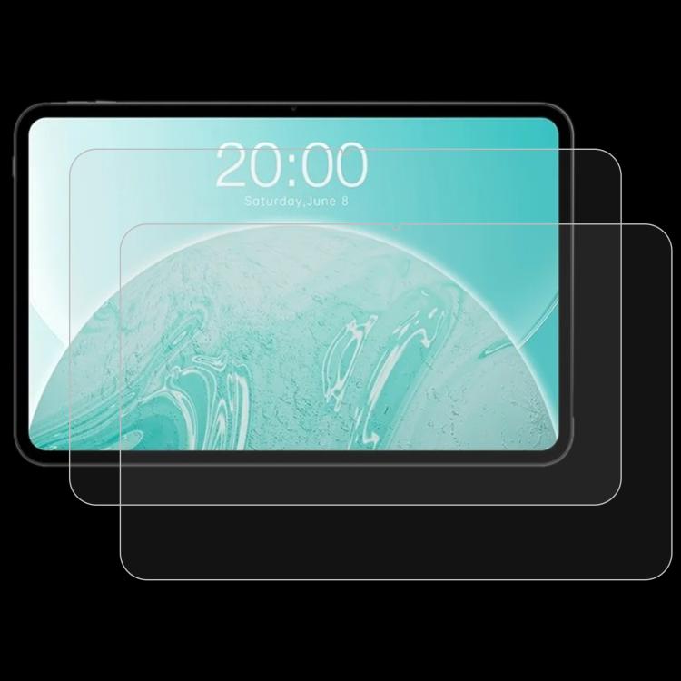 Tablet tempered glass screen protector set applied, transparent coverage
