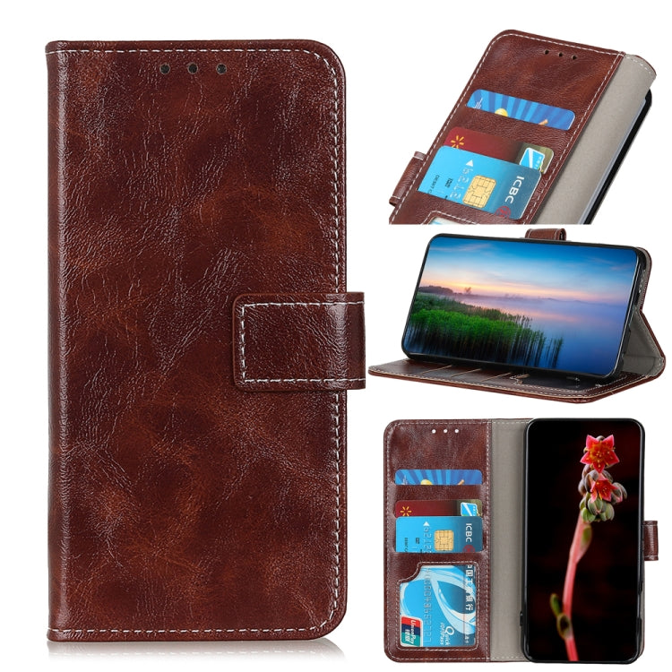 Brown leather flip phone case with card slots and magnetic strap for Sony Xperia 5 II