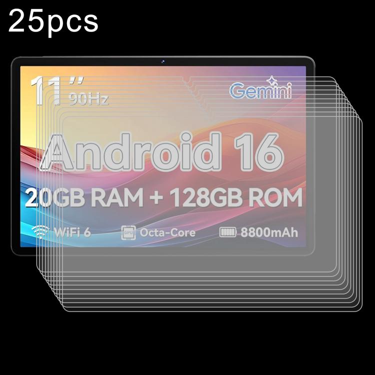 11-inch tablet tempered glass screen protector film set, clear 25pcs