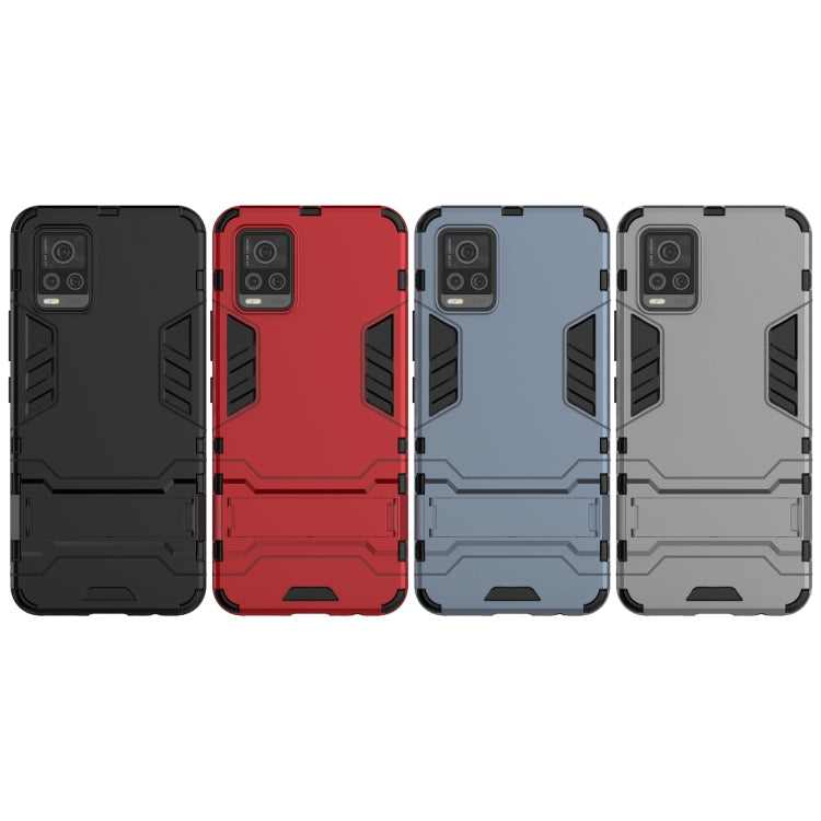 Rugged shockproof phone case with built-in holder, PC/TPU, black/red/blue