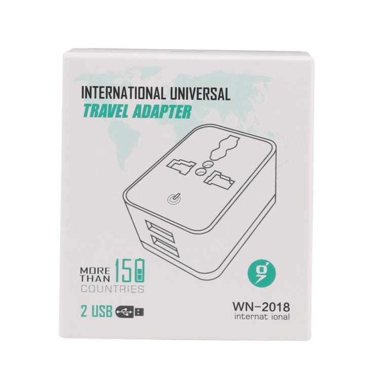International universal travel adapter box, WN-2018, 2 USB and 150+ countries