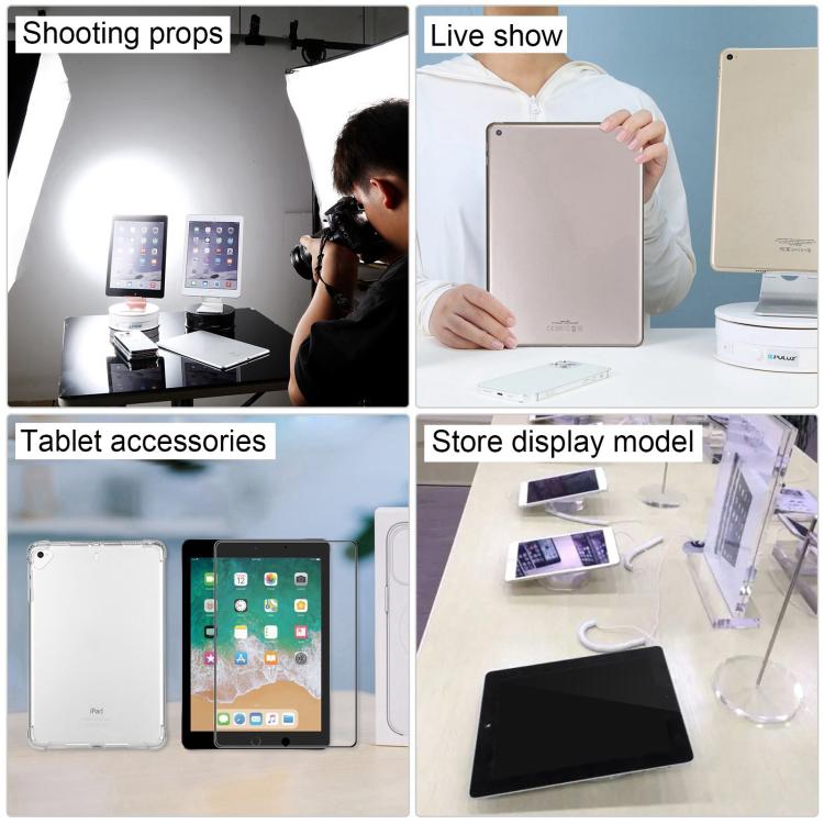 Tablet dummy display model on stand with accessories and replacement screens