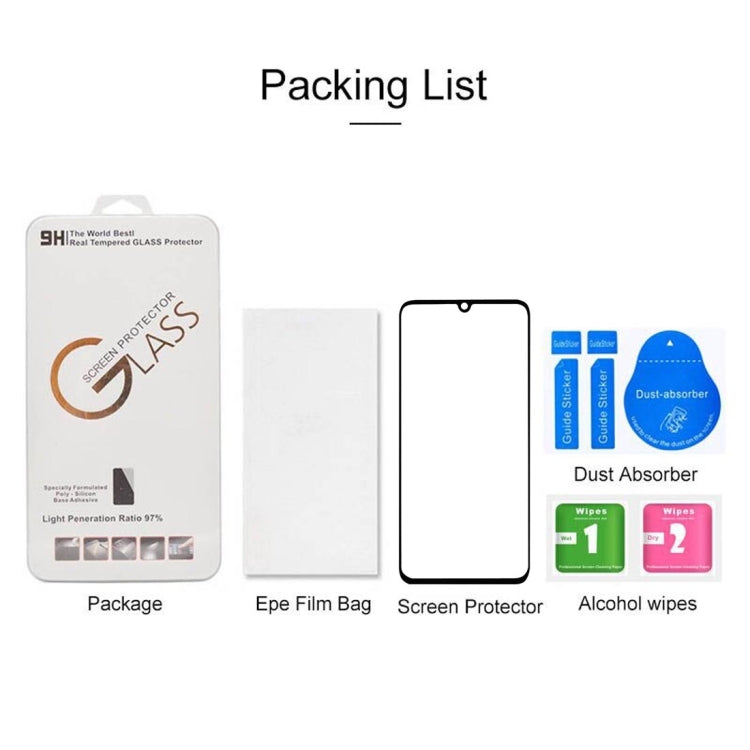 Screen protector kit for Motorola One Zoom: glass film, wipes, dust absorber.