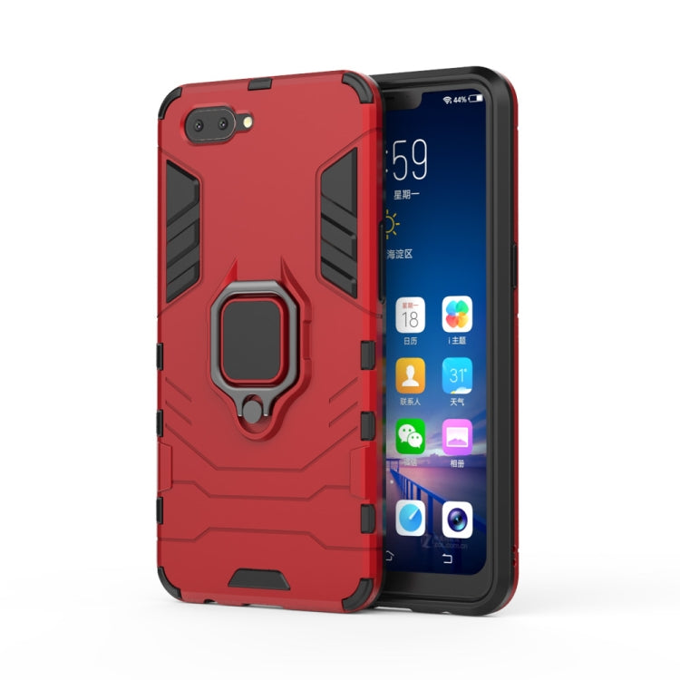 Red shockproof TPU phone case with magnetic ring holder for OPPO A5