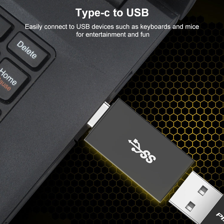 Black Type-C to USB 3.0 AF adapter with USB-A plug for devices