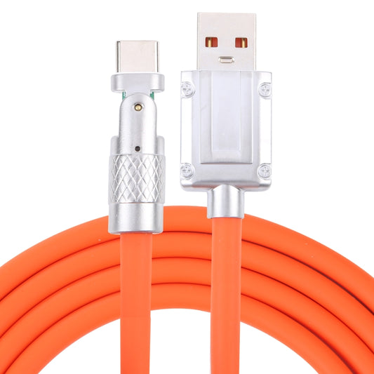 Orange USB to Type-C charging cable with 180-degree metal Type-C plug