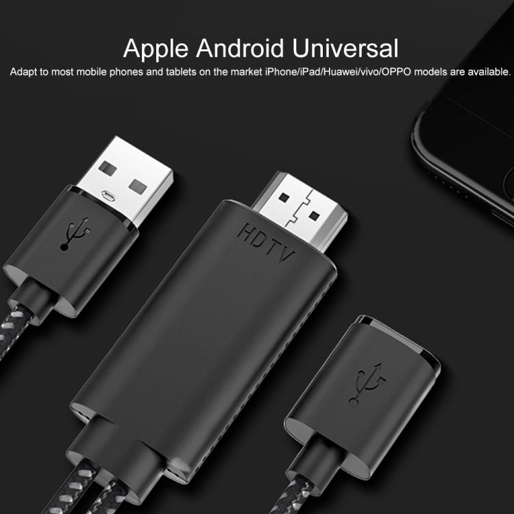 Black USB-C to HDMI adapter cable with USB-C plug and male HDMI connector