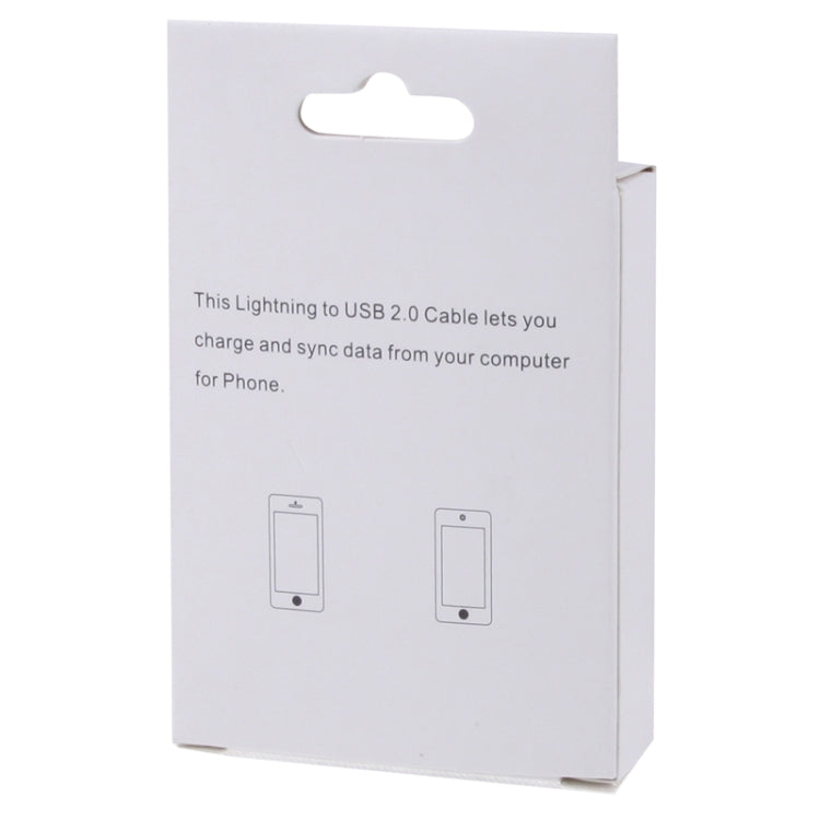 Carton packaging back panel for Lightning to USB 2.0 cable with charging and data text