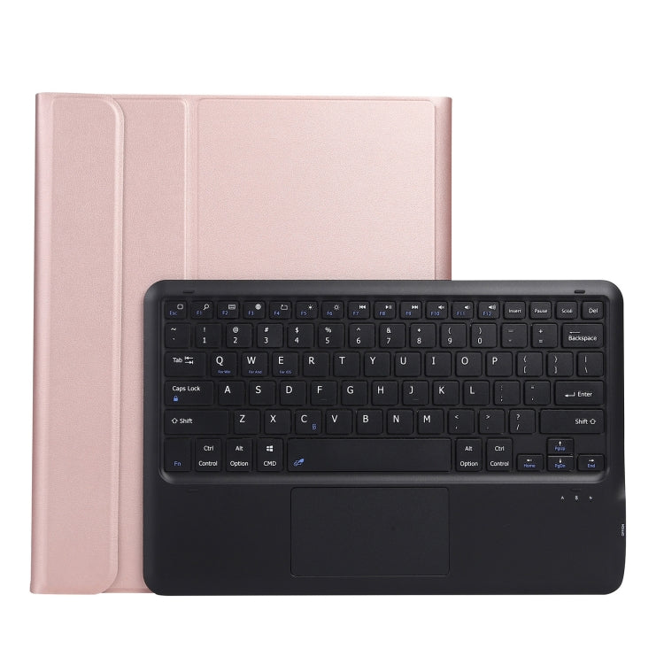 Light beige Bluetooth keyboard tablet case open, keys and trackpad on front