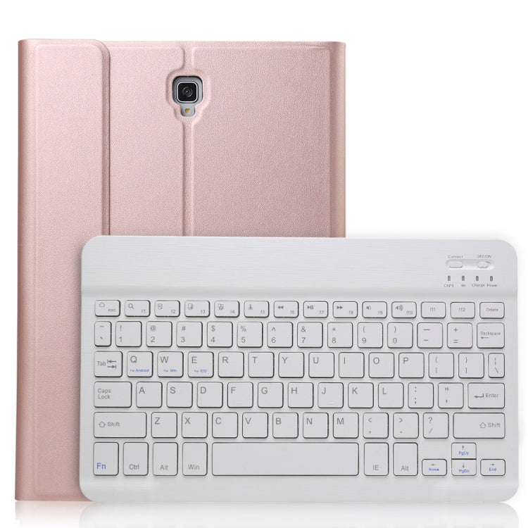 Rose-pink tablet folio case with detachable Bluetooth keyboard, white keys shown