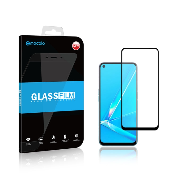 mocolo tempered glass screen protector film for Oppo A92, package and installed protector