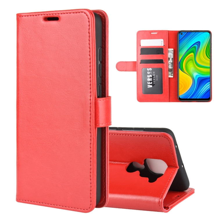 Red flip phone case with card slots and stand holder for Redmi Note 9 4G