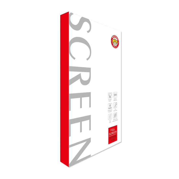 Tempered glass screen protector retail box for full screen coverage, two-pack packaging.