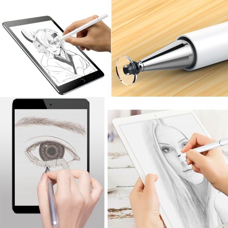 Capacitive touch screen stylus pen, white, with tip for writing and drawing