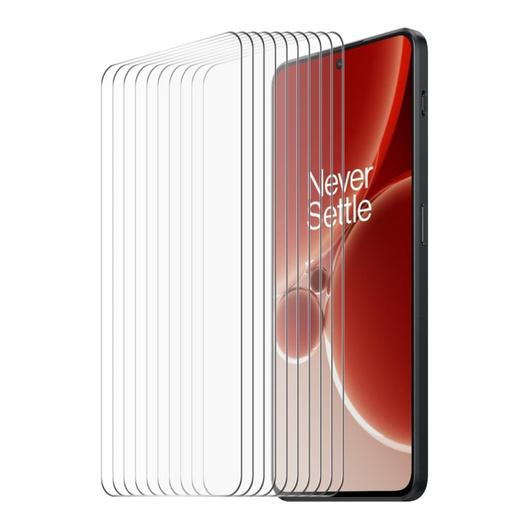 Tempered glass screen protector set (10 pcs) showing clear 2.5D covers on smartphone