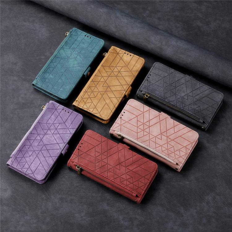 Geometric Zipper Wallet Side Buckle Leather Phone Case, For Honor 50 Pro, For Honor 50, For Honor 50 SE, For Honor V40