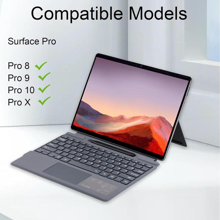 Ultra Slim Wireless Bluetooth Magnetic Pen Slot Keyboard, For Microsoft Surface Pro 8 / 9 / 10 / 11 / X