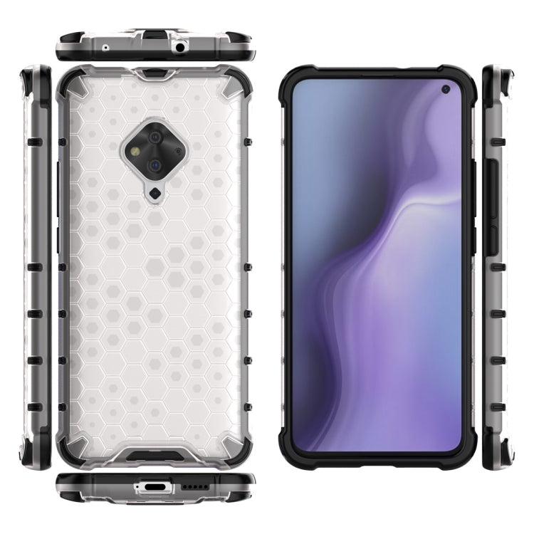Shockproof honeycomb phone case with TPU bumper for Vivo S5, white back, black edges