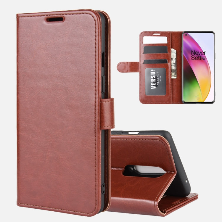 Brown flip phone wallet case with card slots and built-in stand