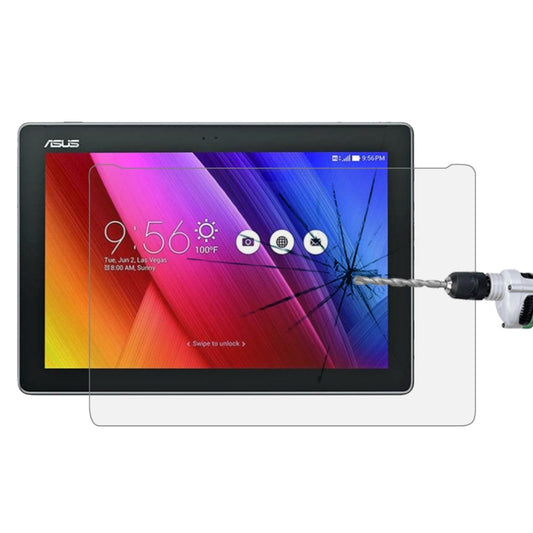 Tempered glass screen protector fitted on a tablet screen, clear protective panel